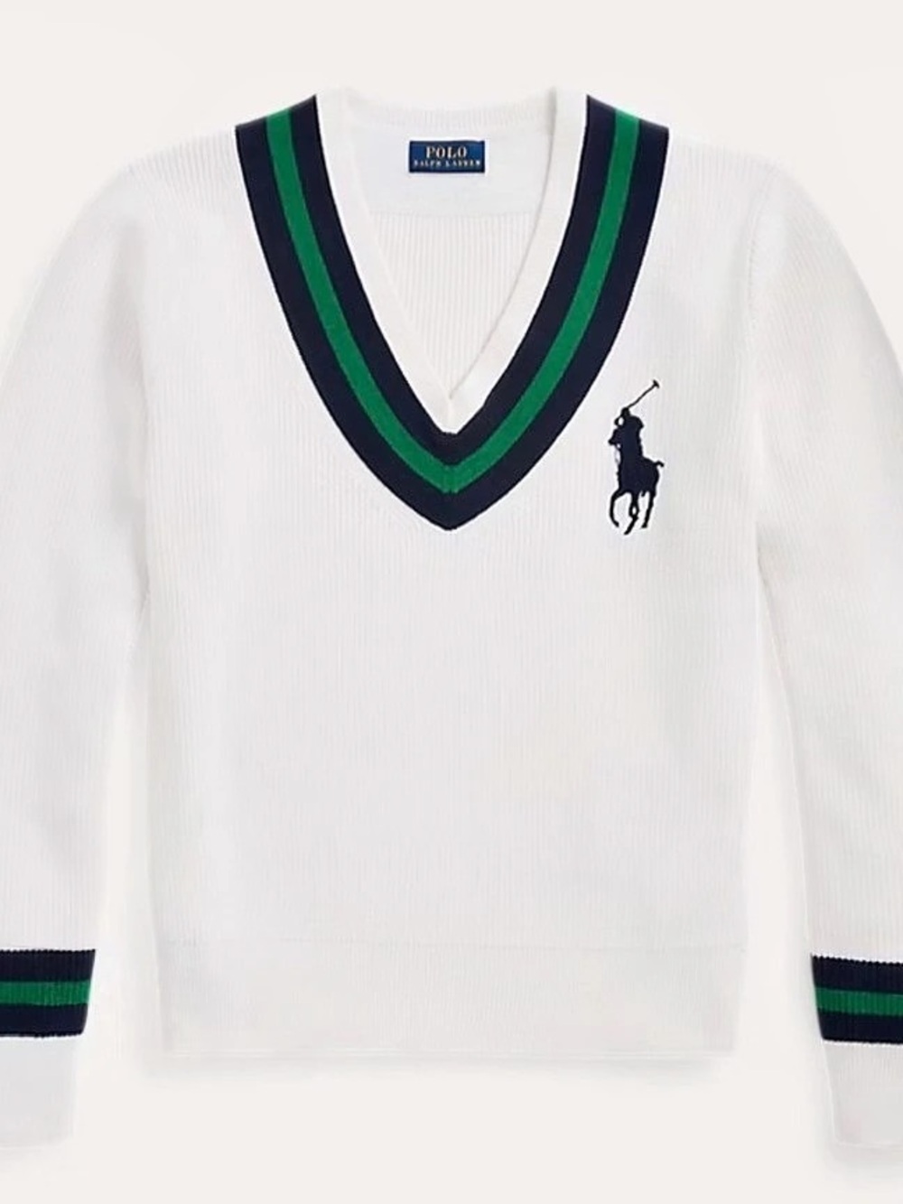 Polo Ralph Lauren U.S. Open tennis umpire cricket big pony v-neck sweater